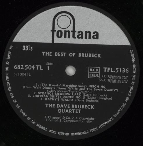 Dave Brubeck The Best Of Brubeck vinyl LP album (LP record) UK DBRLPTH448083