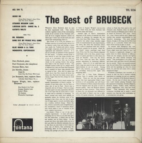 Dave Brubeck The Best Of Brubeck vinyl LP album (LP record) UK DBRLPTH448083