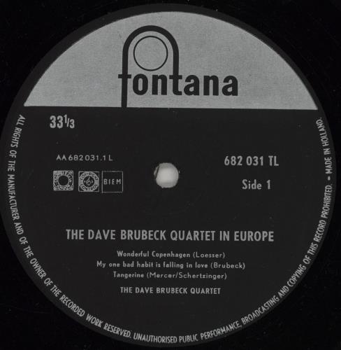 Dave Brubeck The Dave Brubeck Quartet In Europe vinyl LP album (LP record) Dutch DBRLPTH751567