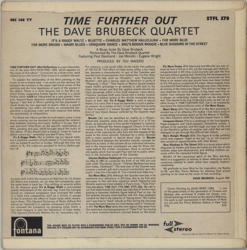 Dave Brubeck Time Further Out - EX vinyl LP album (LP record) UK DBRLPTI749990