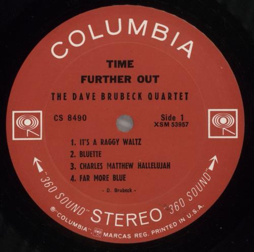 Dave Brubeck Time Further Out vinyl LP album (LP record) US DBRLPTI876191