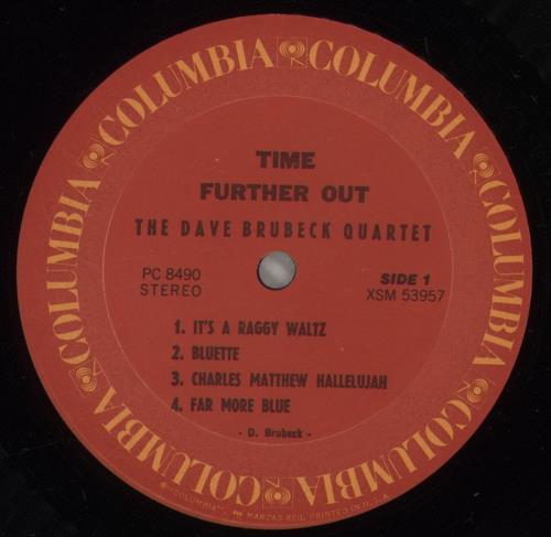 Dave Brubeck Time Further Out vinyl LP album (LP record) US DBRLPTI880702