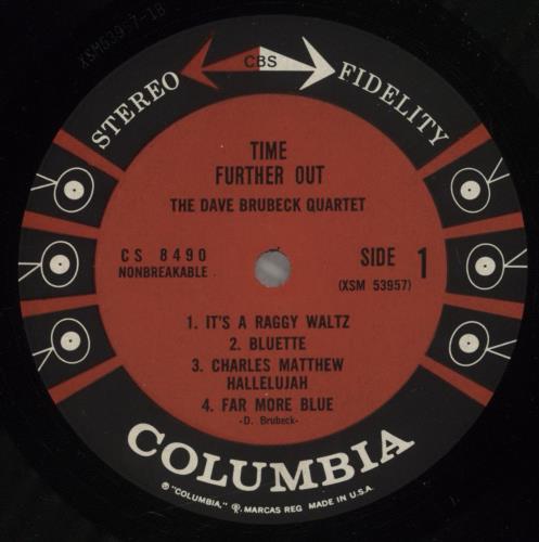 Dave Brubeck Time Further Out vinyl LP album (LP record) US DBRLPTI880705