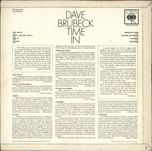 Dave Brubeck Time In vinyl LP album (LP record) UK DBRLPTI732114