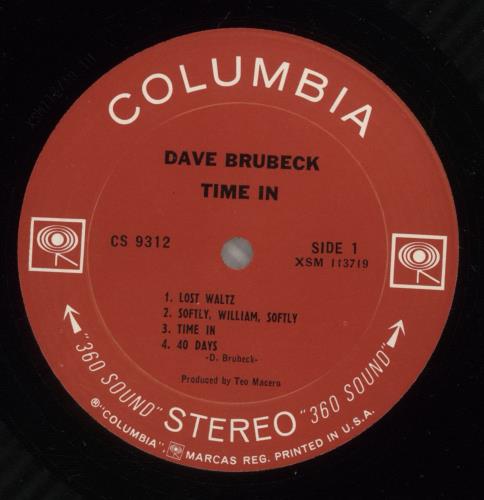 Dave Brubeck Time In vinyl LP album (LP record) US DBRLPTI880710