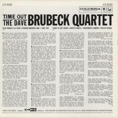 Dave Brubeck Time Out - 180gm vinyl LP album (LP record) US DBRLPTI399108
