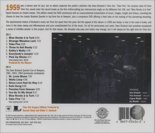 Dave Brubeck Time Out 2 CD album set (Double CD) US DBR2CTI477112