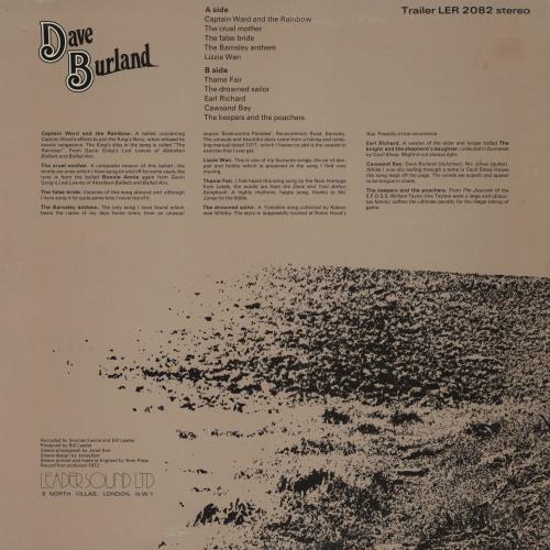 Dave Burland Dave Burland vinyl LP album (LP record) UK 3DBLPDA760409