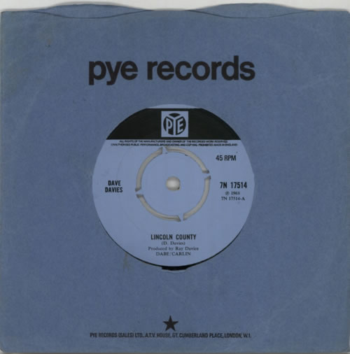 Dave Davies Lincoln County - 4pr 7" vinyl single (7 inch record / 45) UK DDS07LI212302