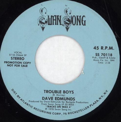 Dave Edmunds Trouble Boys 7" vinyl single (7 inch record / 45) US DAE07TR720032