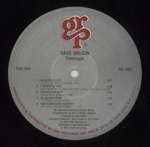Dave Grusin Cinemagic vinyl LP album (LP record) US DGULPCI521904