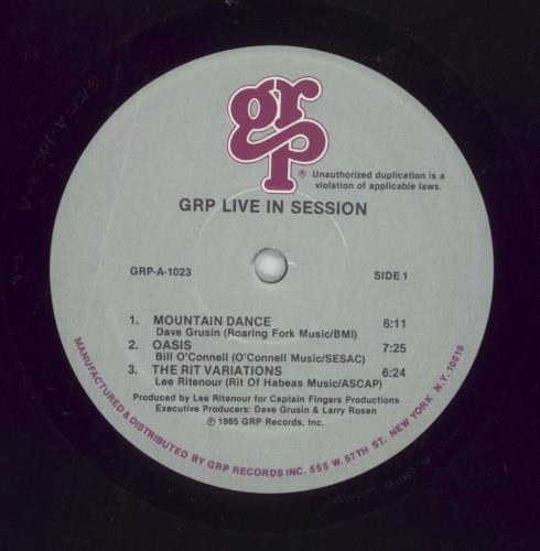 Dave Grusin GRP Live In Session vinyl LP album (LP record) US DGULPGR861820