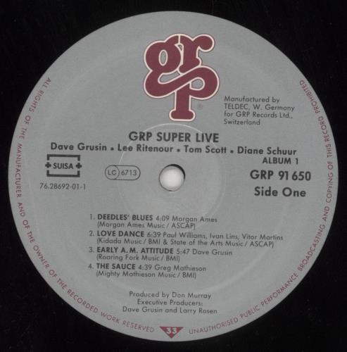 Dave Grusin GRP Super Live 2-LP vinyl record set (Double LP Album) Swiss DGU2LGR850027