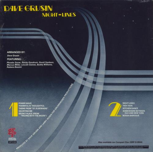 Dave Grusin Night-Lines - Shrink vinyl LP album (LP record) German DGULPNI810498