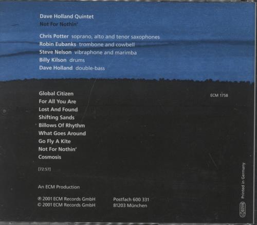 Dave Holland Not For Nothin' CD album (CDLP) German E56CDNO891171