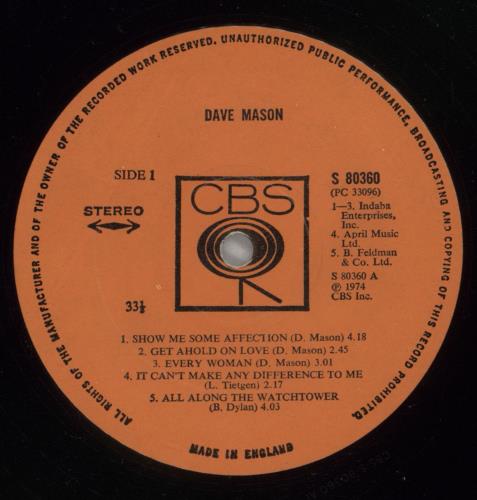 Dave Mason Dave Mason vinyl LP album (LP record) UK DMSLPDA696694