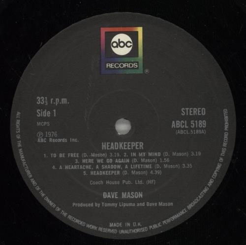 Dave Mason Headkeeper vinyl LP album (LP record) UK DMSLPHE505345
