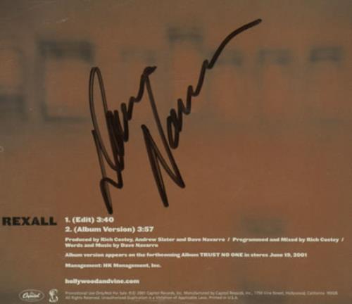 Dave Navarro Rexall - AUTOGRAPHED CD single (CD5 / 5") US NARC5RE389187