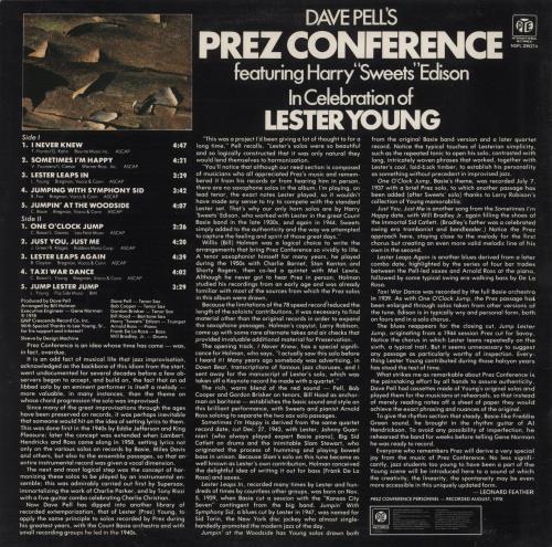 Dave Pell Prez Conference vinyl LP album (LP record) UK 1DPLPPR633839