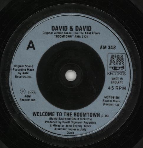 David + David Welcome To The Boomtown 7" vinyl single (7 inch record / 45) UK D+D07WE881084