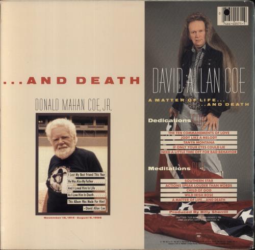 David Allan Coe A Matter Of Life...And Death vinyl LP album (LP record) US D26LPAM860198