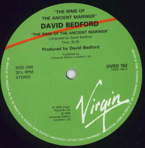 David Bedford The Rime Of The Ancient Mariner vinyl LP album (LP record) UK DBFLPTH818627