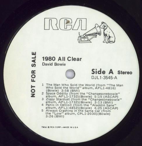 David Bowie 1980 All Clear + Insert vinyl LP album (LP record) US BOWLPAL11748