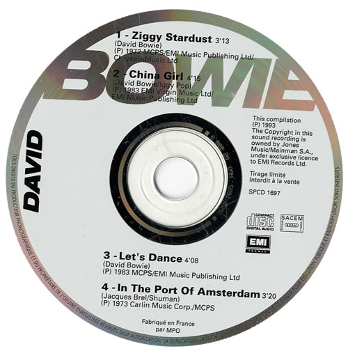 David Bowie 1993 Sampler CD single (CD5 / 5") French BOWC5SA25887