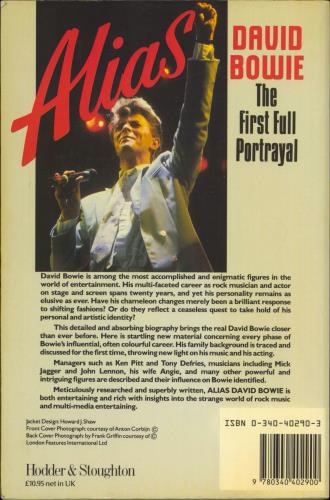 David Bowie Alias David Bowie book UK BOWBKAL121599