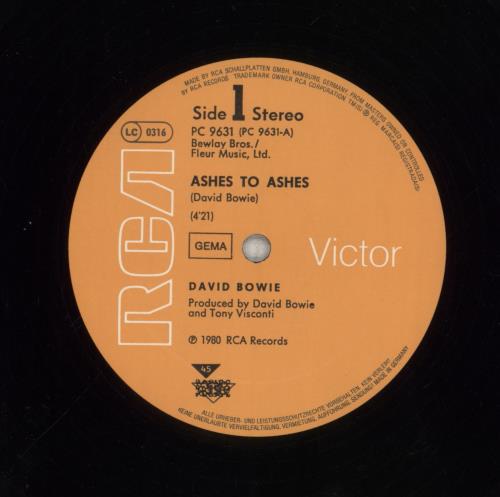 David Bowie Ashes To Ashes - Orange Label 12" vinyl single (12 inch record / Maxi-single) German BOW12AS34635