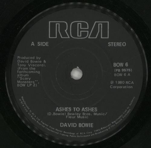 David Bowie Ashes To Ashes - P/S C 7" vinyl single (7 inch record / 45) UK BOW07AS68531