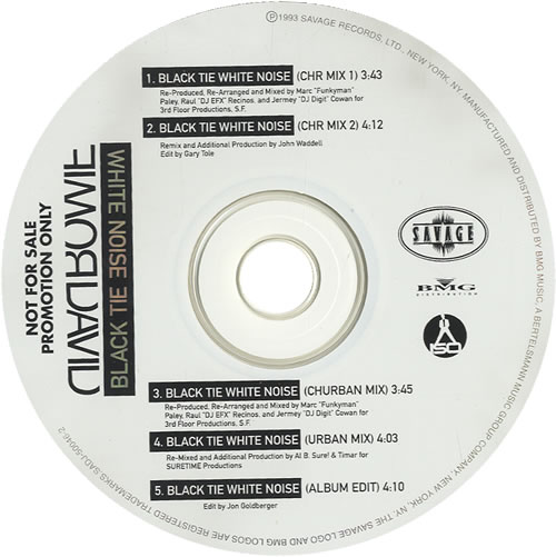 David Bowie Black Tie White Noise - Chr Mixes CD single (CD5 / 5") US BOWC5BL19331