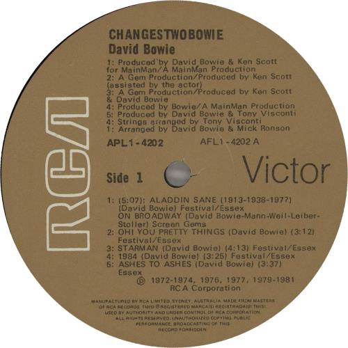 David Bowie ChangesTwoBowie vinyl LP album (LP record) Australian BOWLPCH310019