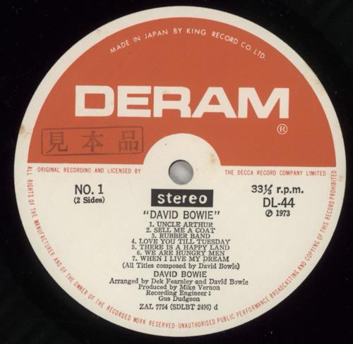 David Bowie David Bowie vinyl LP album (LP record) Japanese BOWLPDA882523