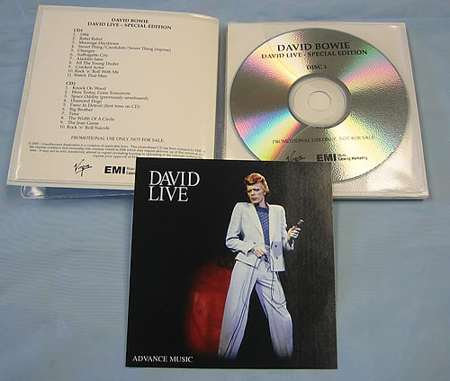 David Bowie David Live/Stage CD-R acetate US BOWCRDA322082