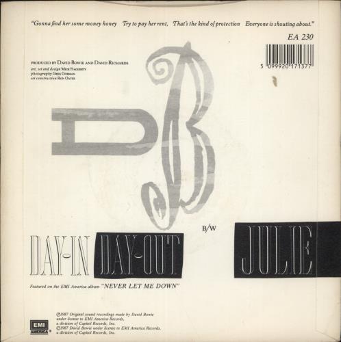 David Bowie Day-In Day-Out 7" vinyl single (7 inch record / 45) UK BOW07DA98270