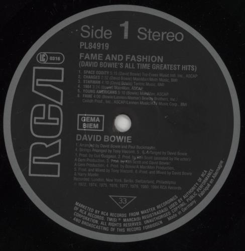 David Bowie Fame And Fashion vinyl LP album (LP record) German BOWLPFA245409