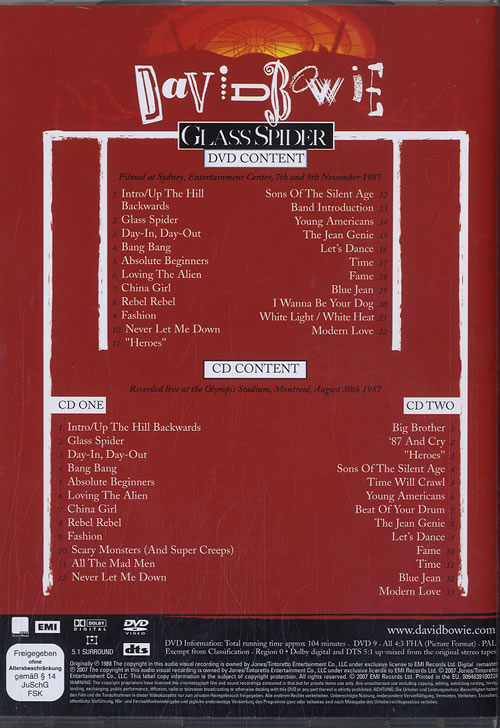 David Bowie Glass Spider 3-disc CD/DVD Set UK BOW3DGL401445