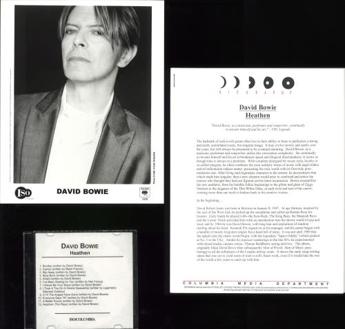 David Bowie Heathen media press kit US BOWKIHE719131