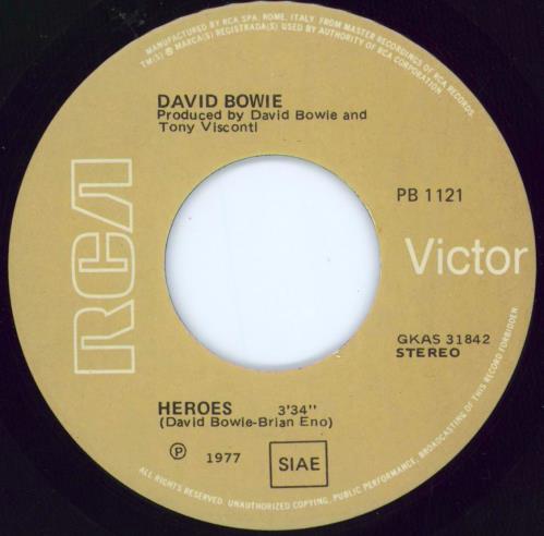 David Bowie Heroes 7" vinyl single (7 inch record / 45) Italian BOW07HE176939