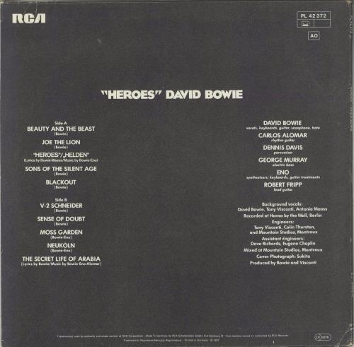 David Bowie Heroes vinyl LP album (LP record) German BOWLPHE336827