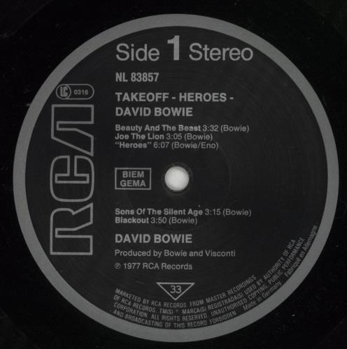 David Bowie Heroes vinyl LP album (LP record) German BOWLPHE347272
