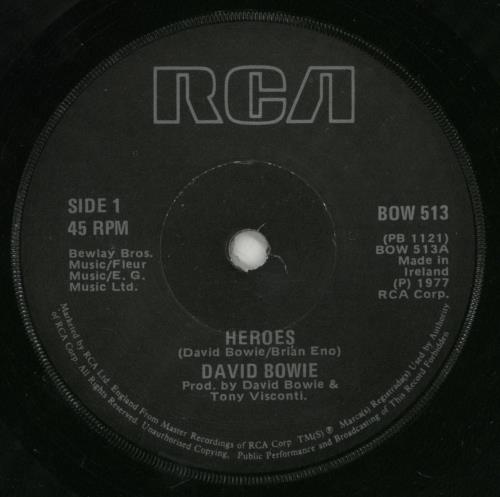 David Bowie Heroes 7" vinyl single (7 inch record / 45) Irish BOW07HE867169