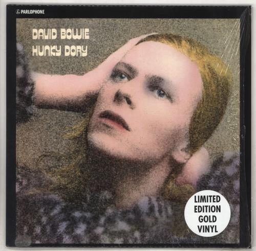 David Bowie Hunky Dory - Gold Vinyl - Hype Sticker - Shrink vinyl LP album (LP record) UK BOWLPHU735797