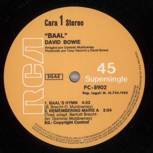 David Bowie In Bertolt Brecht's Baal 12" vinyl single (12 inch record / Maxi-single) Spanish BOW12IN876864