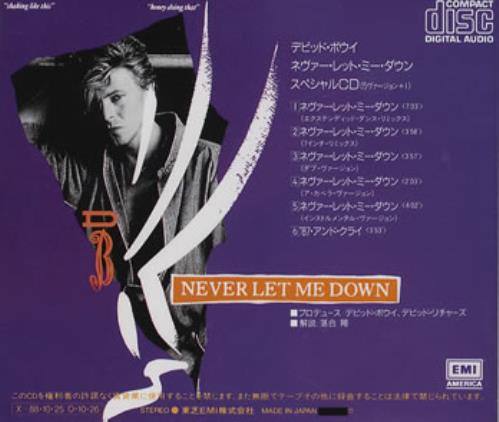 David Bowie Never Let Me Down CD single (CD5 / 5") Japanese BOWC5NE197224