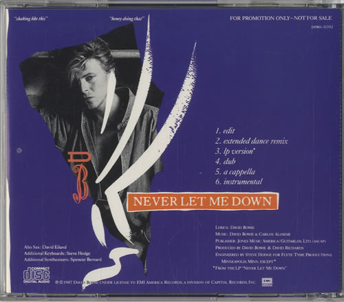 David Bowie Never Let Me Down CD single (CD5 / 5") US BOWC5NE26713