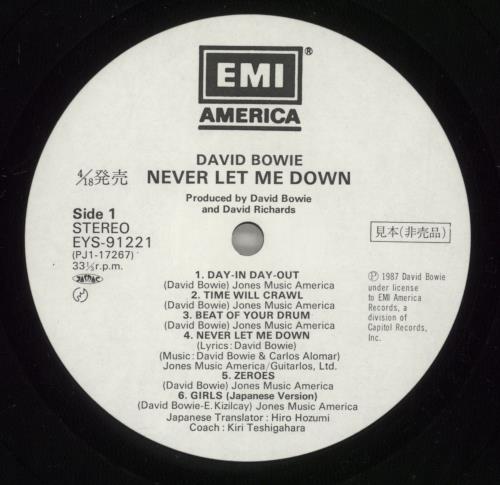 David Bowie Never Let Me Down vinyl LP album (LP record) Japanese BOWLPNE887219