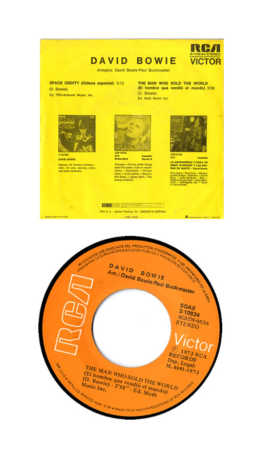 David Bowie Odisea Espacial 7" vinyl single (7 inch record / 45) Spanish BOW07OD559602