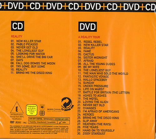 David Bowie Reality / A Reality Tour 2-disc CD/DVD set UK BOW2DRE619749